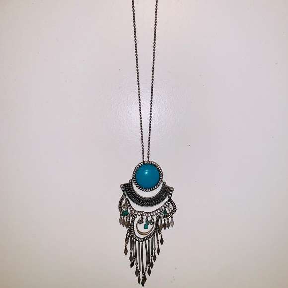 Boho Turquoise Statement Necklace - Picture 2 of 3